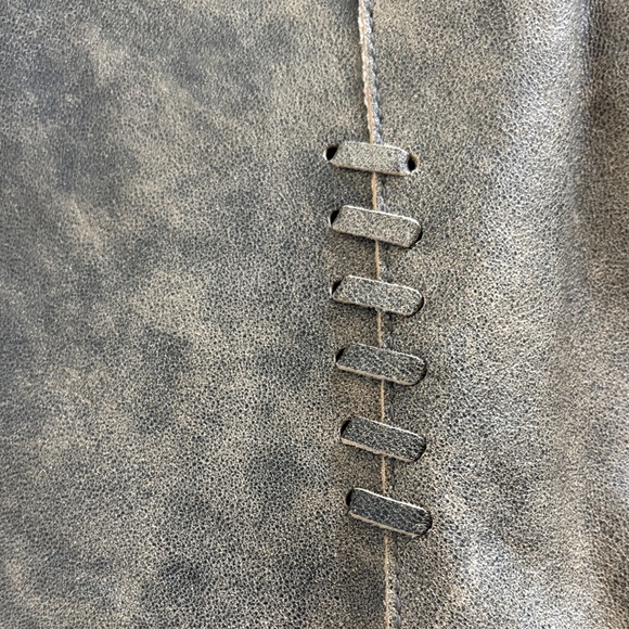 Danier Women's Distressed Brown Leather A-Line Skirt - Picture 7 of 13